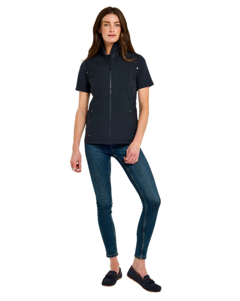 Navy coloured Dubarry Womens Bayside Lightweight Gilet on white background