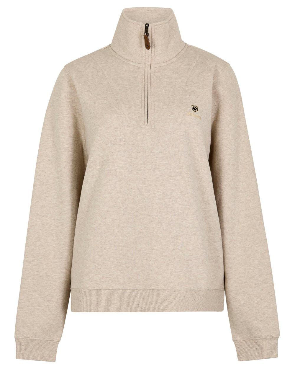 Bone coloured Dubarry Womens Castlemartyr Quarter Zip Sweatshirt on white background