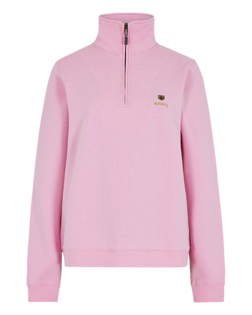 Pink coloured Dubarry Womens Castlemartyr Quarter Zip Sweatshirt on white background