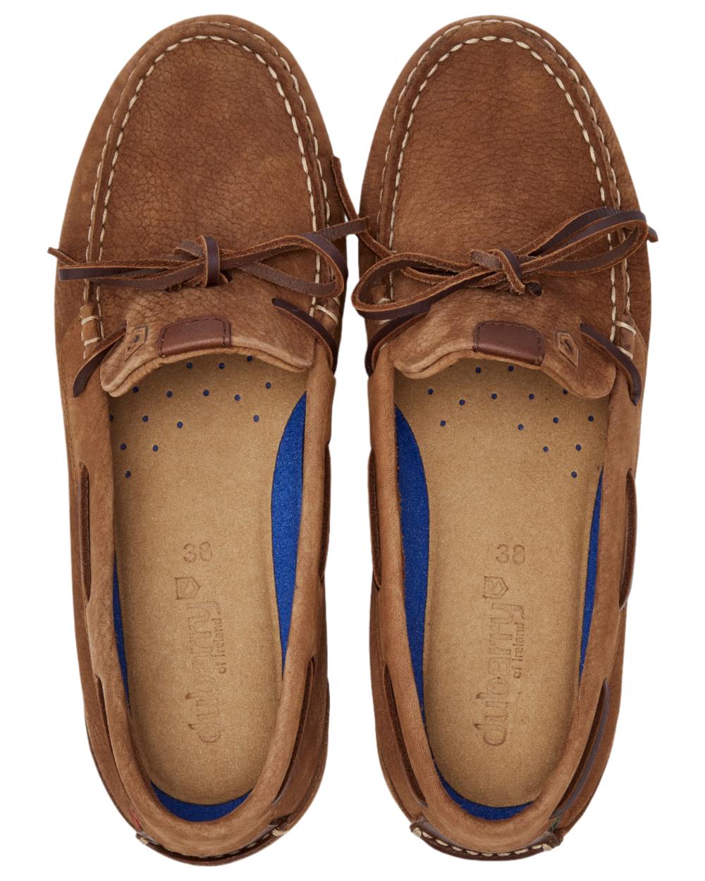 Chestnut coloured Dubarry Womens Coral Dubarrylite Slip On Deck Shoes on white background