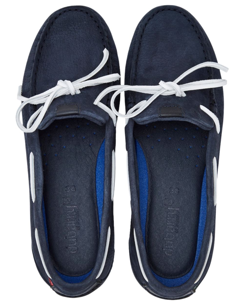 Navy coloured Dubarry Womens Coral Dubarrylite Slip On Deck Shoes on white background