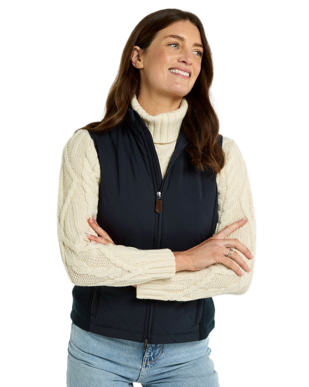 Navy coloured Dubarry Womens Deerpark Gilet on white background