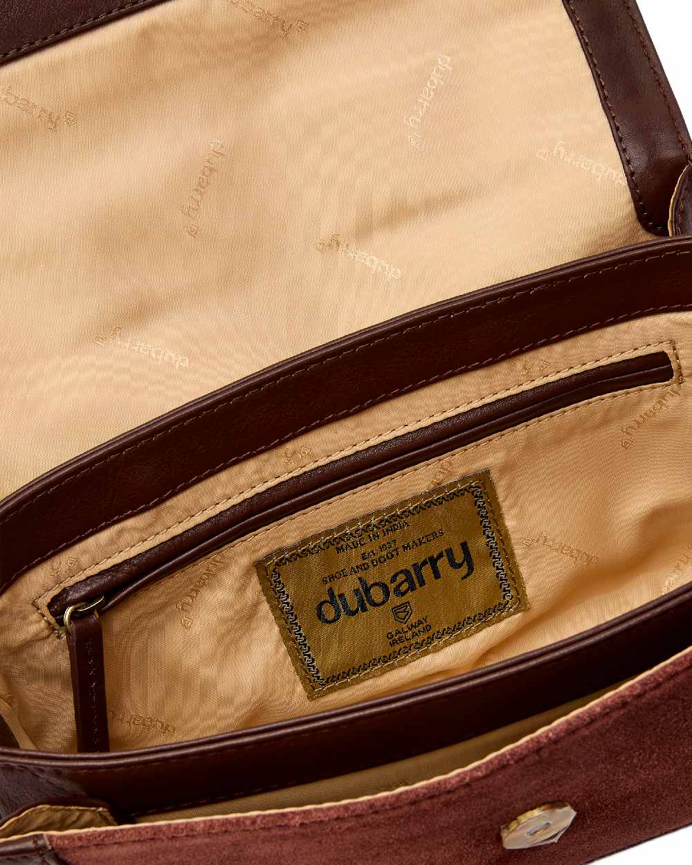 Cedar Coloured Dubarry Womens Eadestown Structured Suede And Leather Handbag on white background