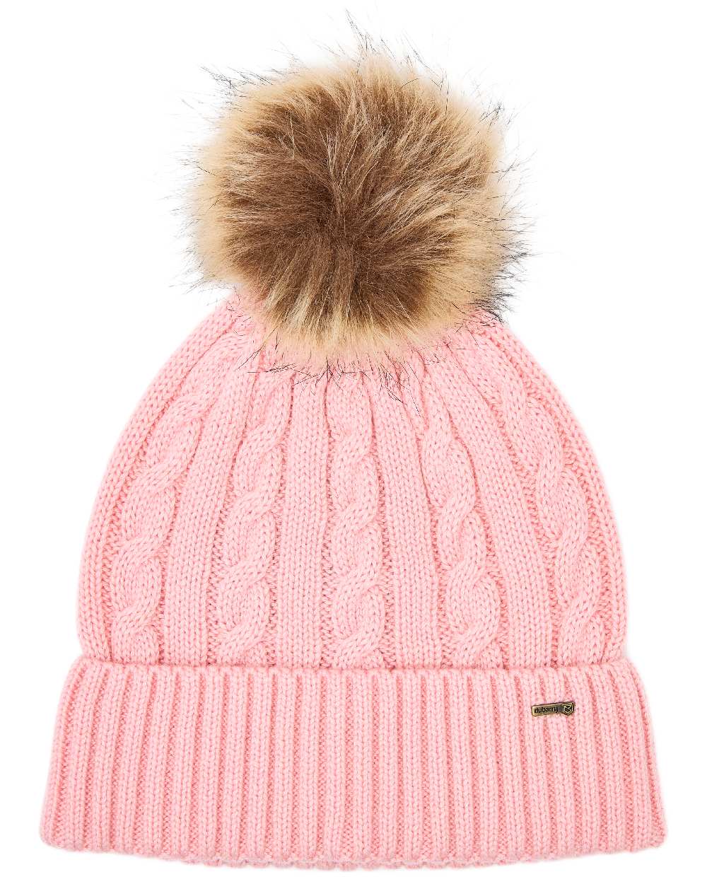 Dusky Rose Coloured Dubarry Womens Forester Knitted Bobble Hat on white background