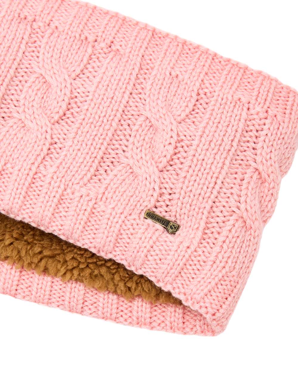 Dusky Rose Coloured Dubarry Womens Gleeson Cable Knit Headband on white background