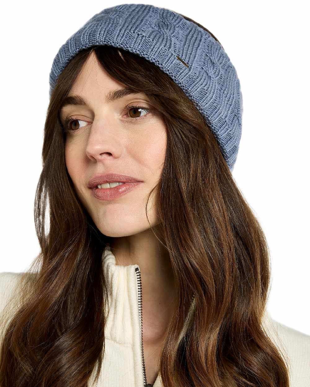 Indigo Coloured Dubarry Womens Gleeson Cable Knit Headband on white background