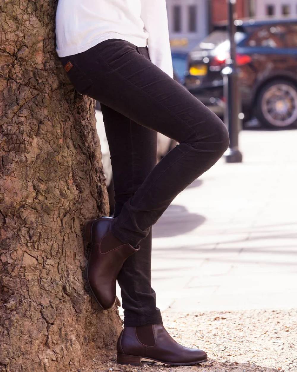 Bourbon Coloured Dubarry Womens Honeysuckle Jeans on outdoor background