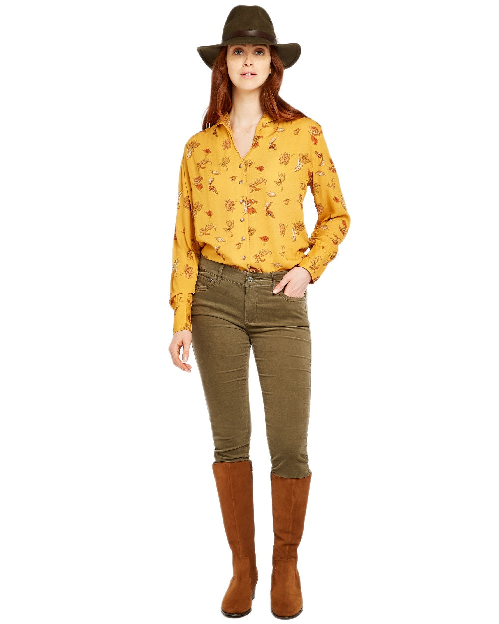 Dusky Green Coloured Dubarry Womens Honeysuckle Jeans on white background