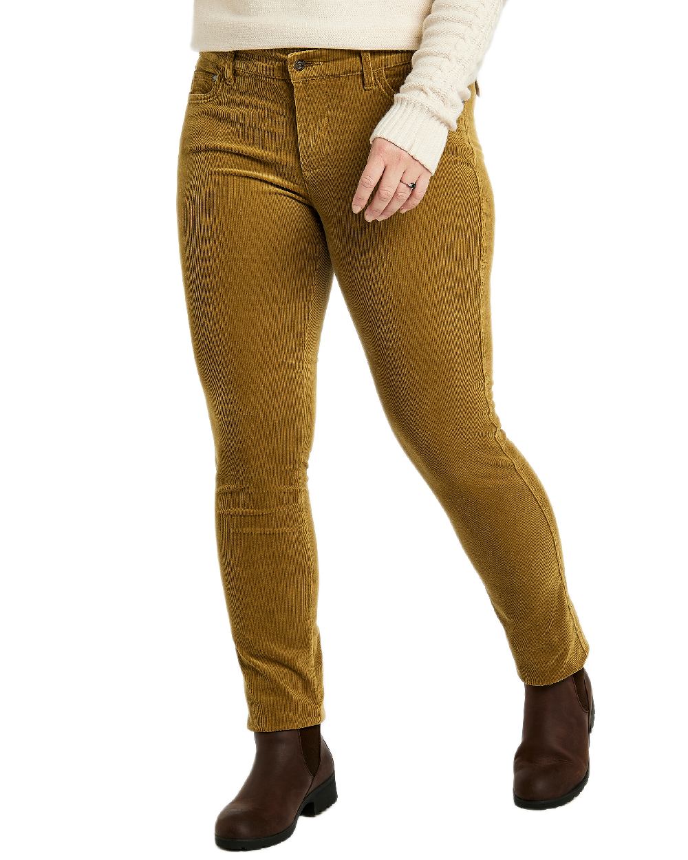 Harvest Gold Coloured Dubarry Womens Honeysuckle Jeans on white background