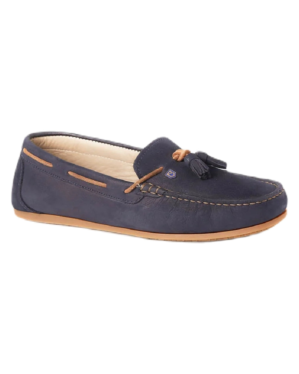 Navy coloured Dubarry Womens Jamaica Deck Shoes on white background