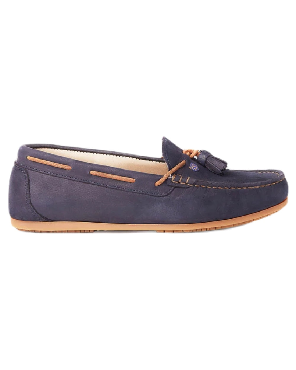 Navy coloured Dubarry Womens Jamaica Deck Shoes on white background