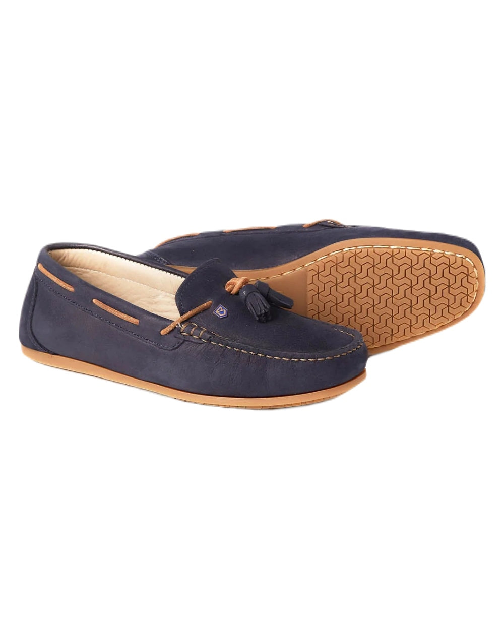 Navy coloured Dubarry Womens Jamaica Deck Shoes on white background