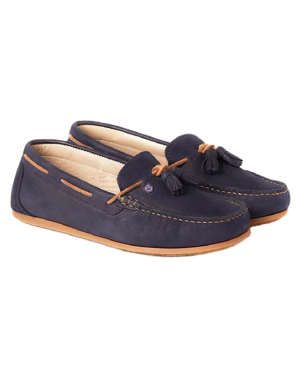Navy coloured Dubarry Womens Jamaica Deck Shoes on white background