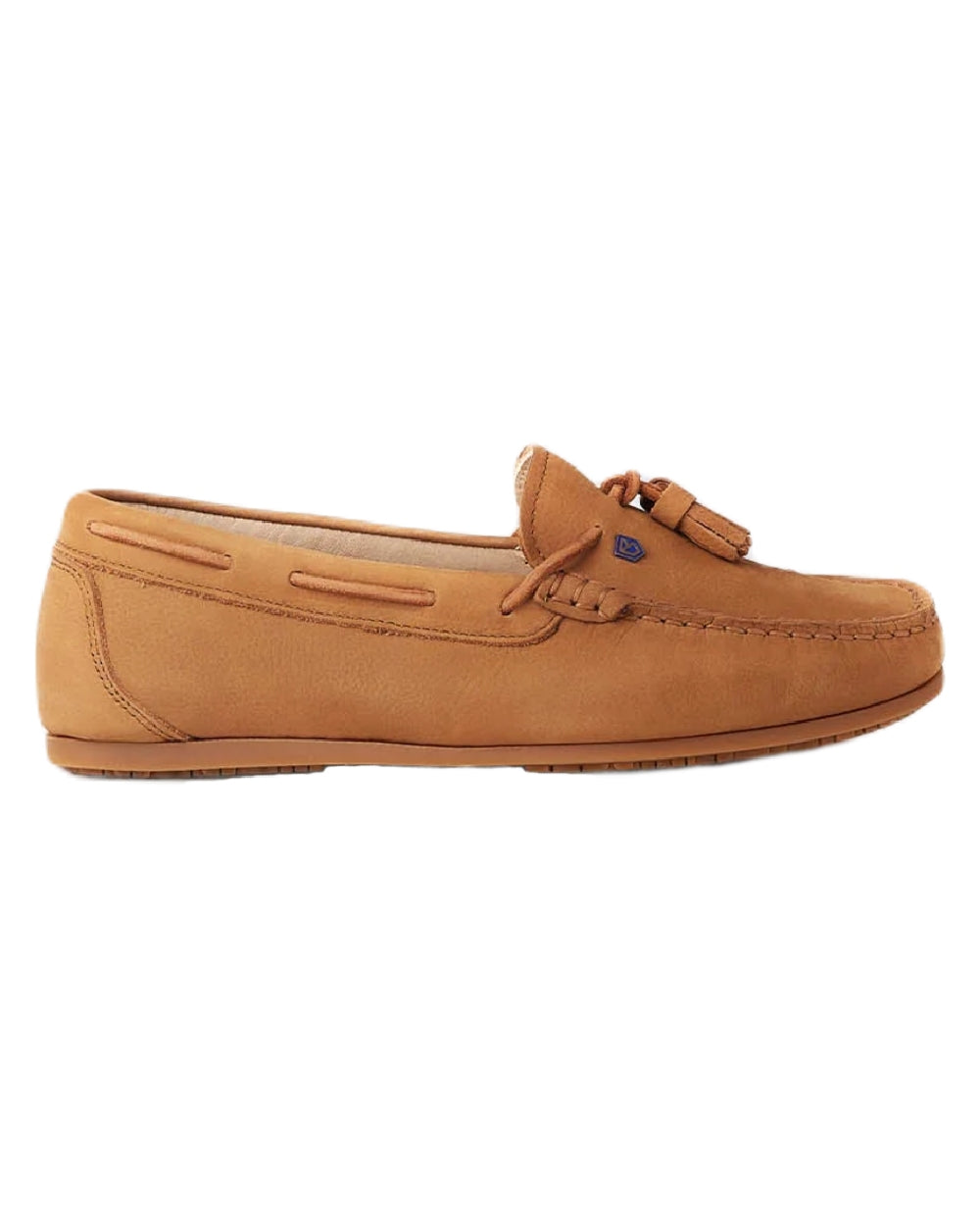 Tan coloured Dubarry Womens Jamaica Deck Shoes on white background