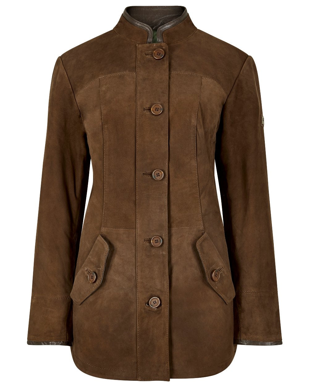 Walnut coloured Dubarry Womens Joyce Leather Jacket on white background