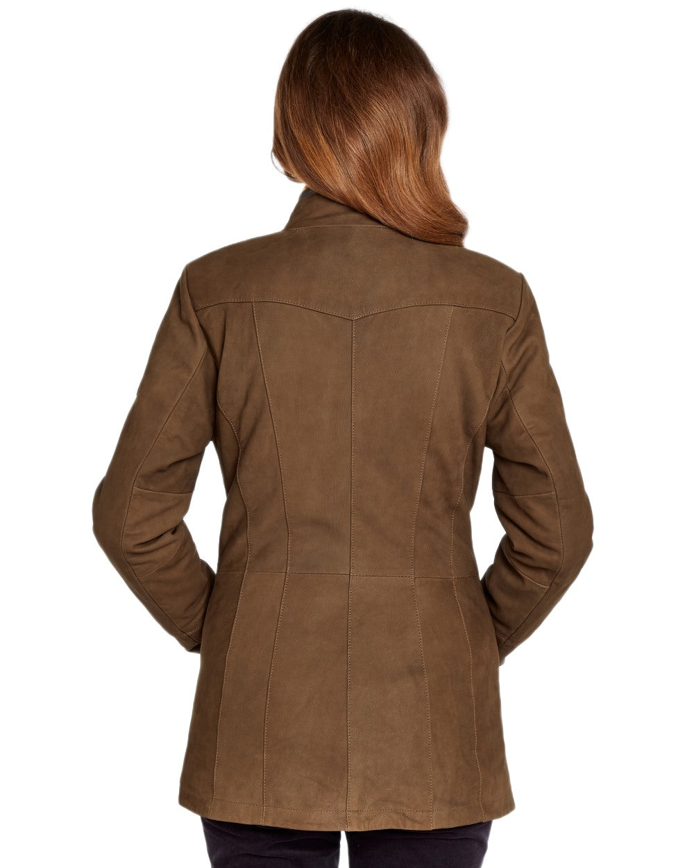 Walnut coloured Dubarry Womens Joyce Leather Jacket on white background