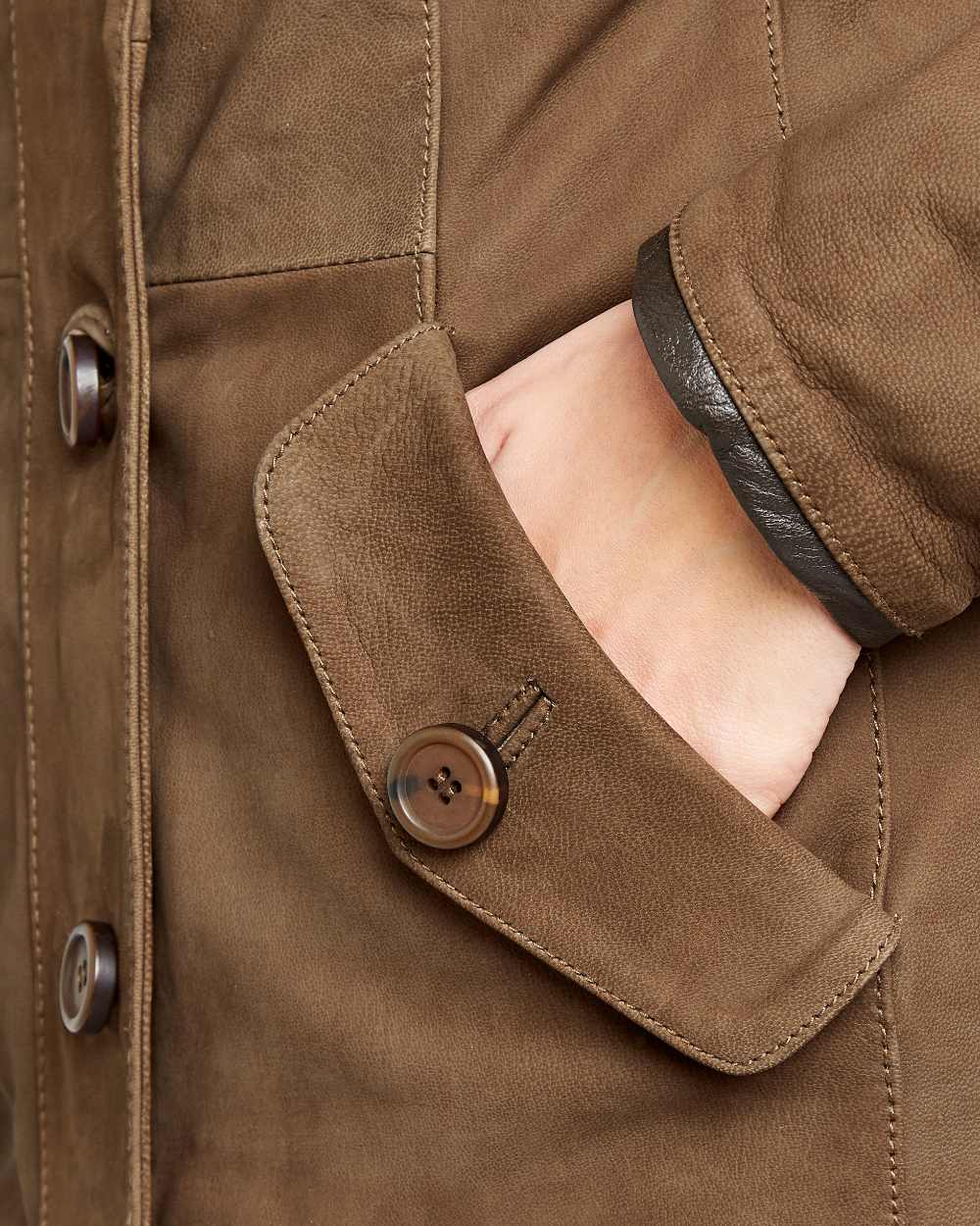 Walnut coloured Dubarry Womens Joyce Leather Jacket on white background