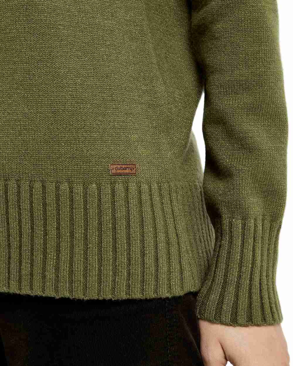 Dusky Green Coloured Dubarry Womens Markham Zip Neck Sweater on white background