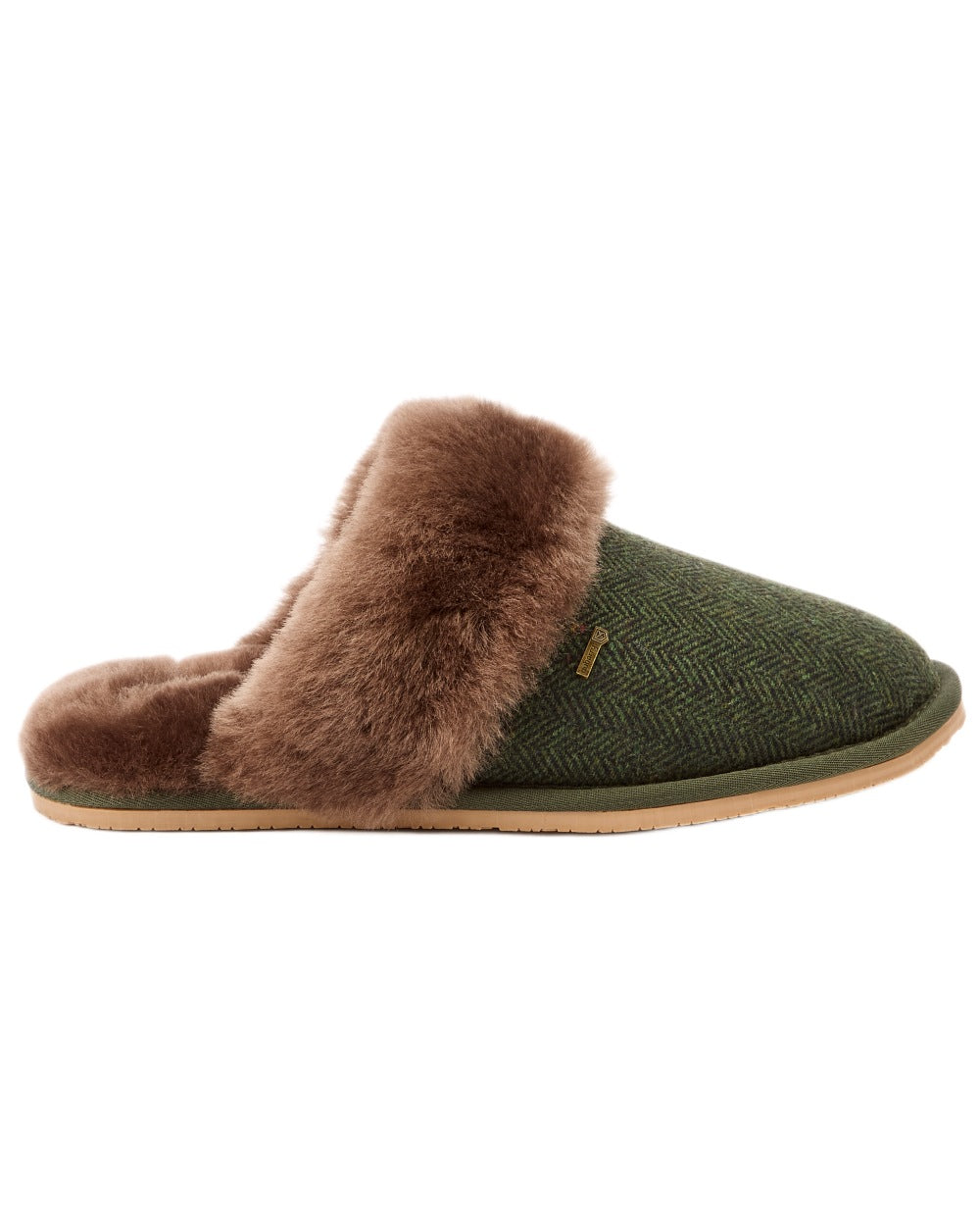 Olive Coloured Dubarry Womens Mullingar Mule Slippers on white background