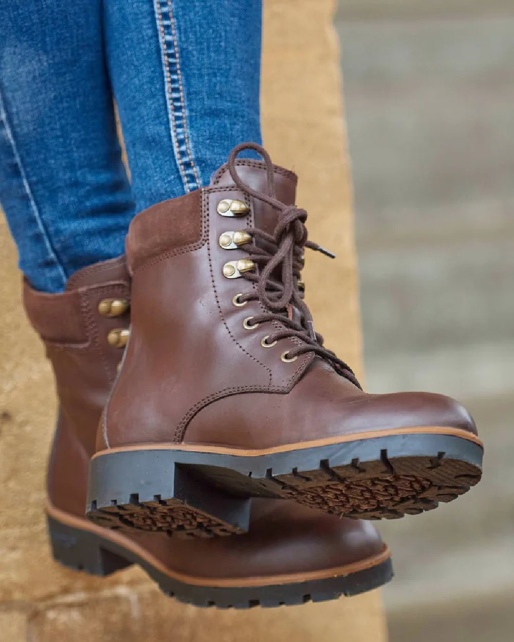 Mahogany Coloured Dubarry Womens Strokestown Boots on outdoor background