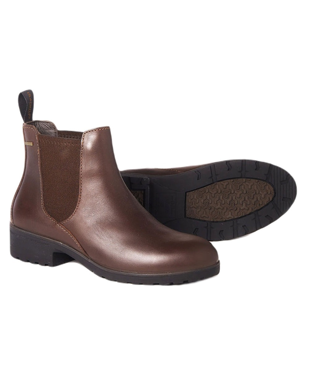 Mahogany coloured Dubarry Womens Waterford Chelsea Boots on white background