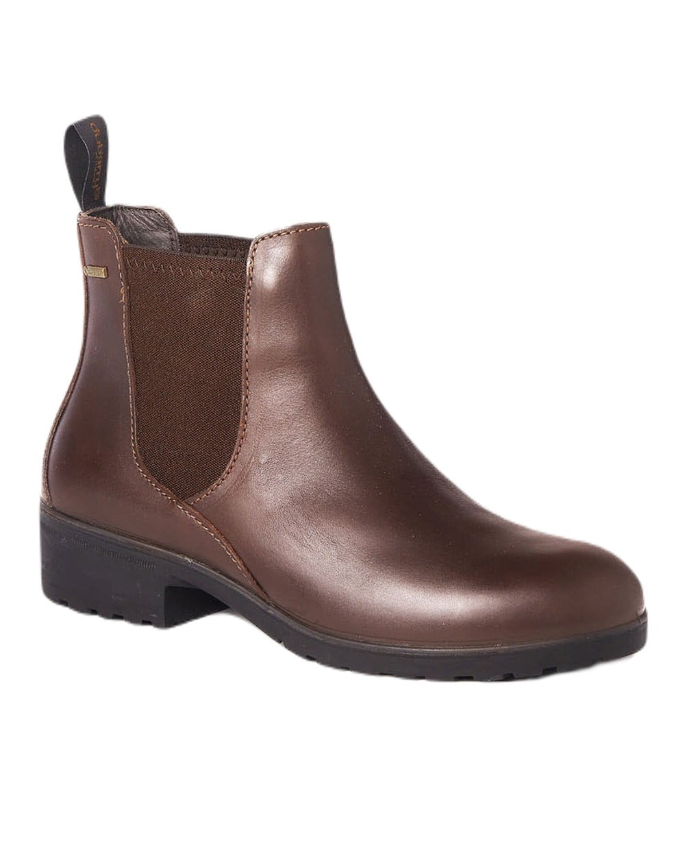 Mahogany coloured Dubarry Womens Waterford Chelsea Boots on white background