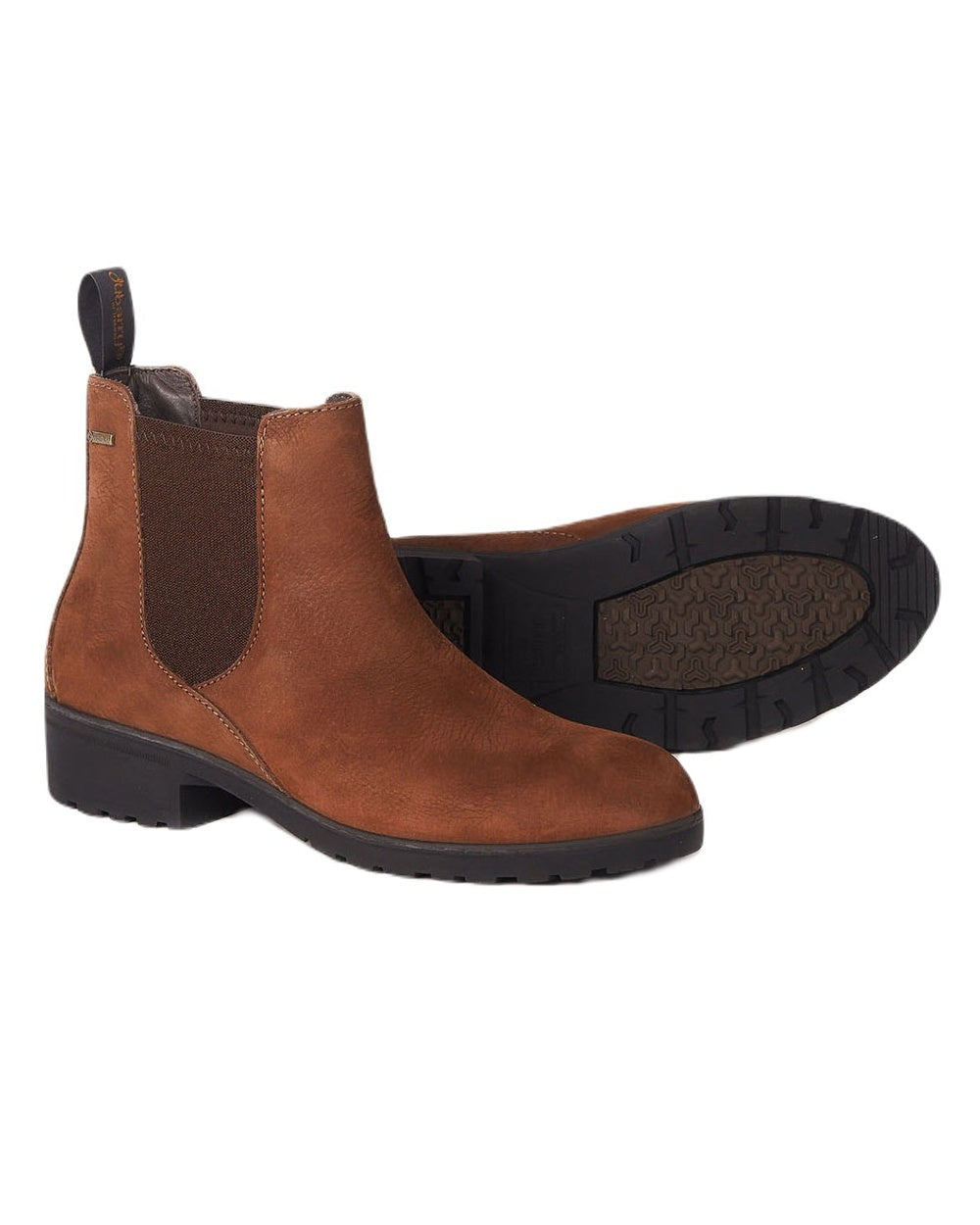 Walnut coloured Dubarry Womens Waterford Chelsea Boots on white background