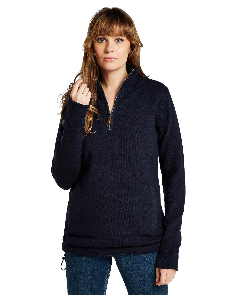 Dubarry Morrisey Zip Neck Sweater in Navy