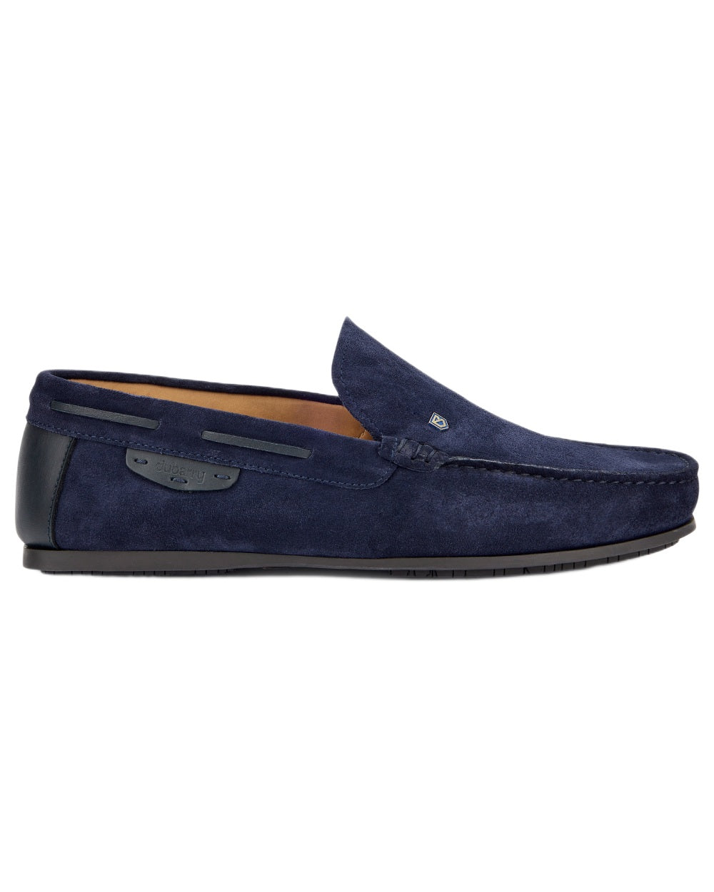 French Navy coloured Dubarry Fiji Loafers on white background