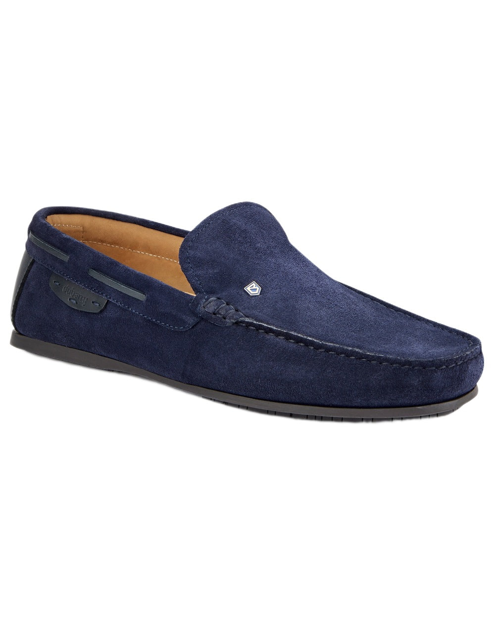 French Navy coloured Dubarry Fiji Loafers on white background