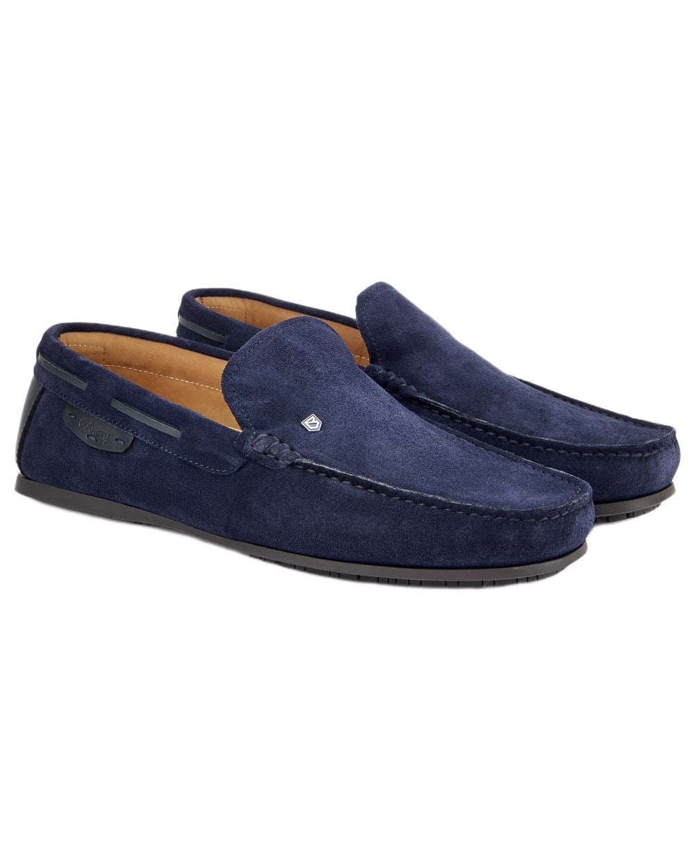 French Navy coloured Dubarry Fiji Loafers on white background