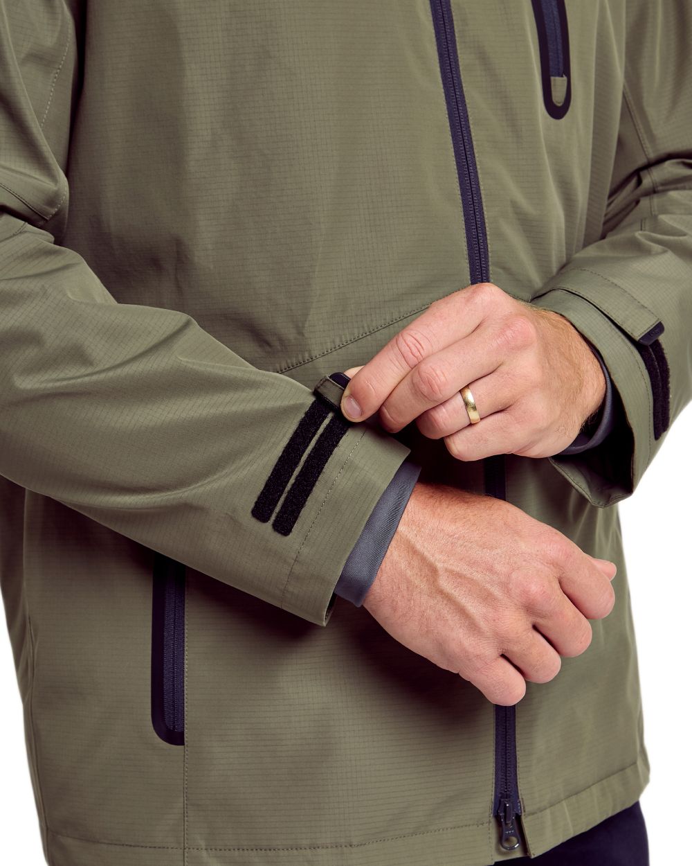 Kelp coloured Dubarry Mens Crossbarry Waterproof Jacket on white background