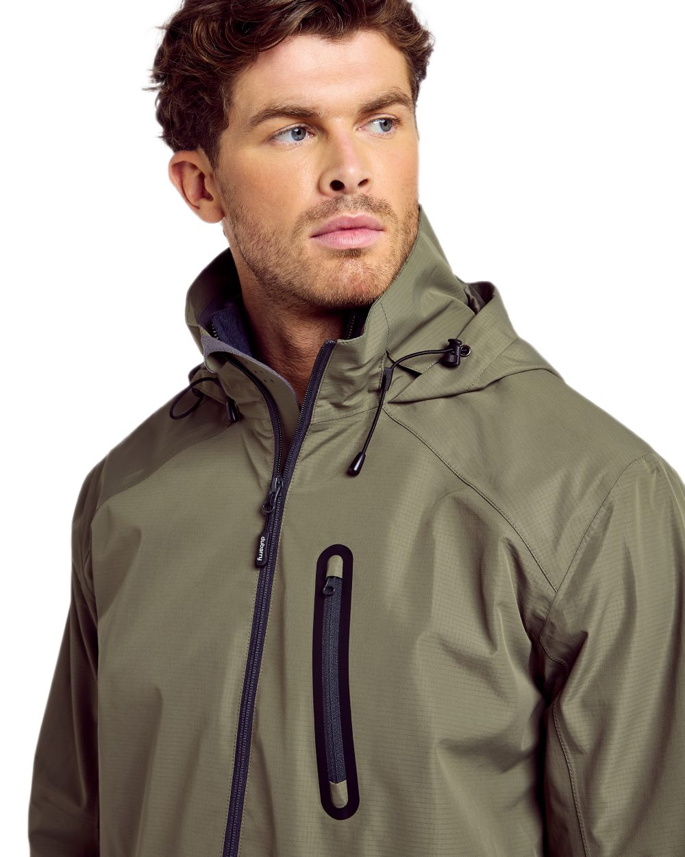 Kelp coloured Dubarry Mens Crossbarry Waterproof Jacket on white background