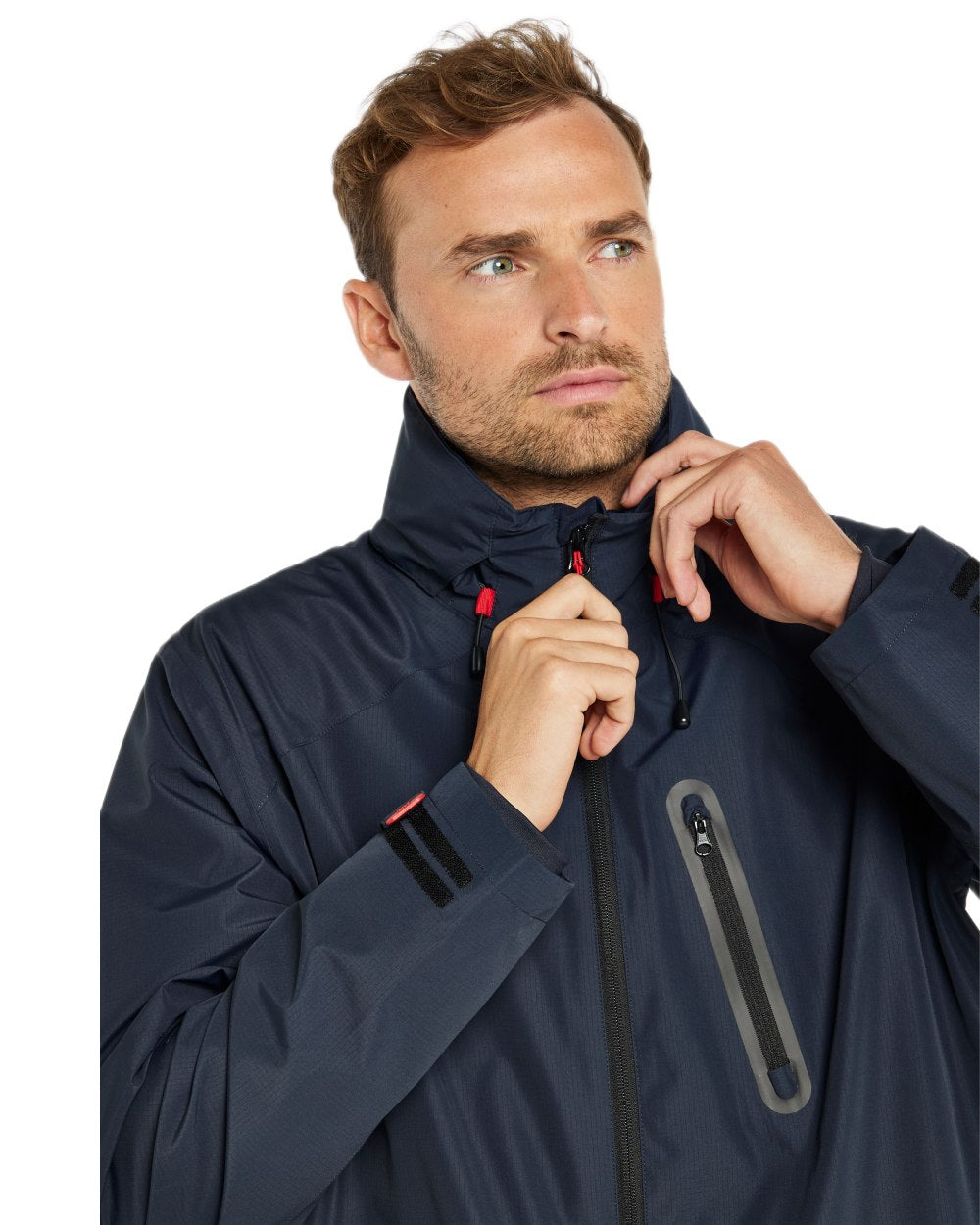 Navy coloured Dubarry Mens Crossbarry Waterproof Jacket on white background