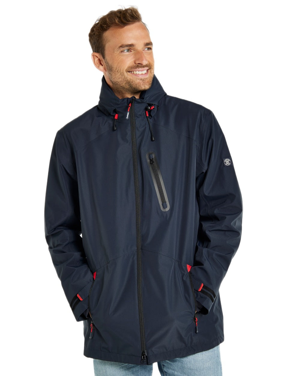 Navy coloured Dubarry Mens Crossbarry Waterproof Jacket on white background