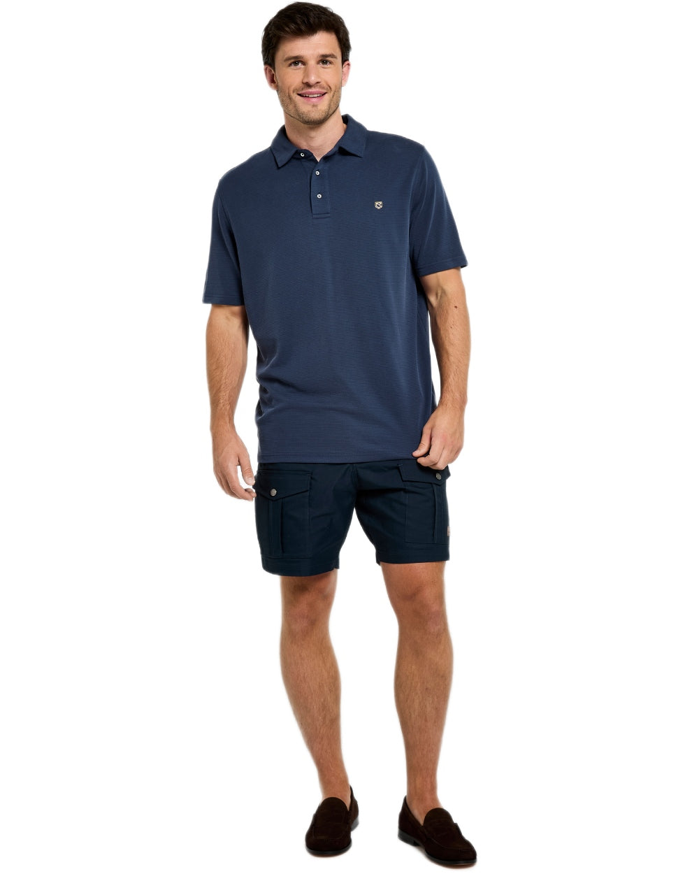 Navy coloured Dubarry Mens Gilligan Tencel Modal Polo T-Shirt on white background