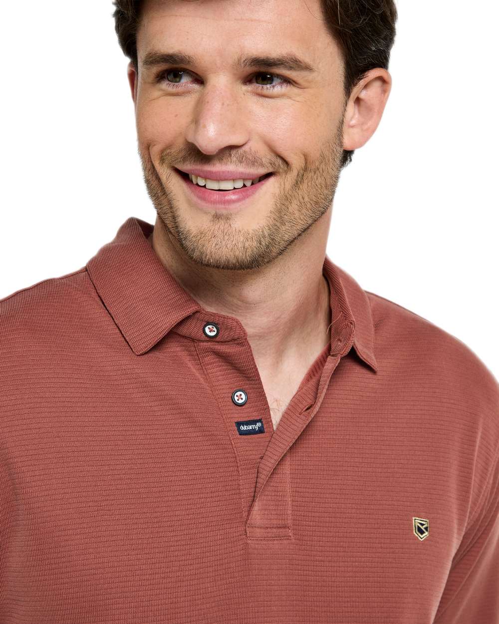 Rust coloured Dubarry Mens Gilligan Tencel Modal Polo T-Shirt on white background