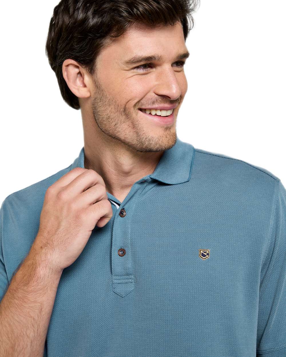 Indigo Coloured Dubarry Mens Morrison Polo Shirt on white background
