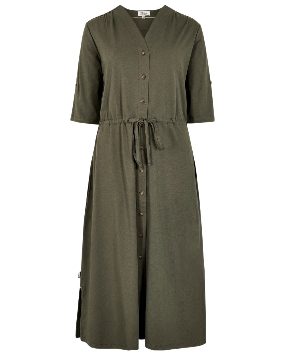 Kelp coloured Dubarry Womens Hanlon Midi Length Shirt Dress on white background