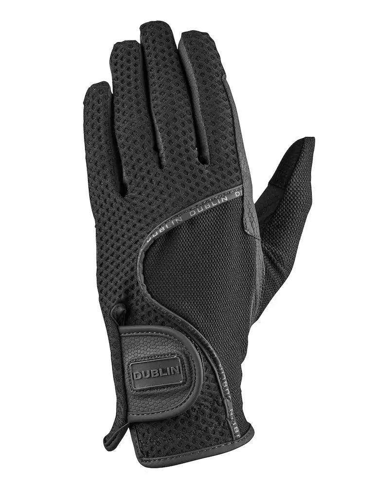 Black Coloured Dublin Airflow Honeycomb Gloves on white background