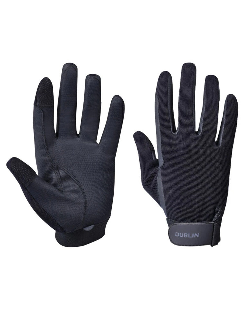 Black Coloured Dublin All Seasons Riding Gloves II on white background