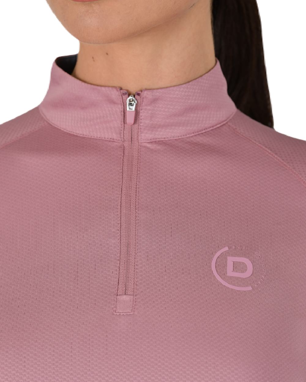 Dusty Rose coloured Dublin Breathable Long Sleeve Riding Top on white background