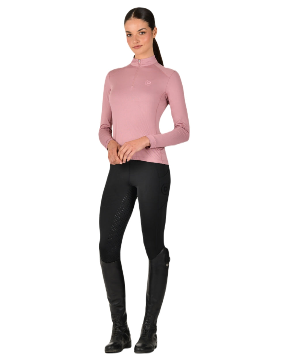 Dusty Rose coloured Dublin Breathable Long Sleeve Riding Top on white background