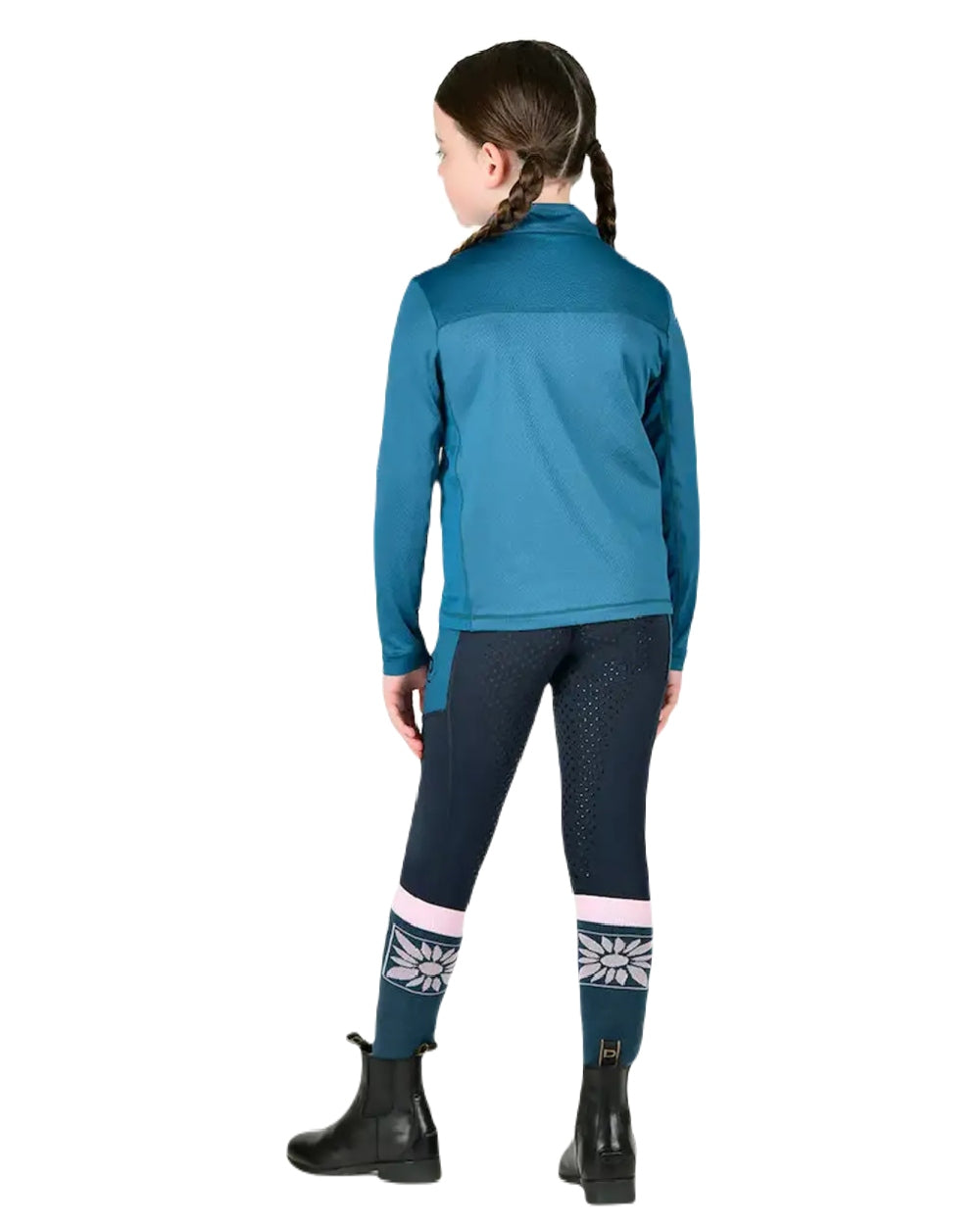 Legion Blue coloured Dublin Childrens Autumn Sally Long Sleeve Riding Top on white background
