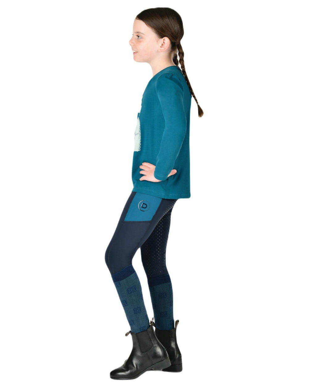Legion Blue Pony Silhouette coloured Dublin Childrens Poppy Puff Sleeve Tee on white background