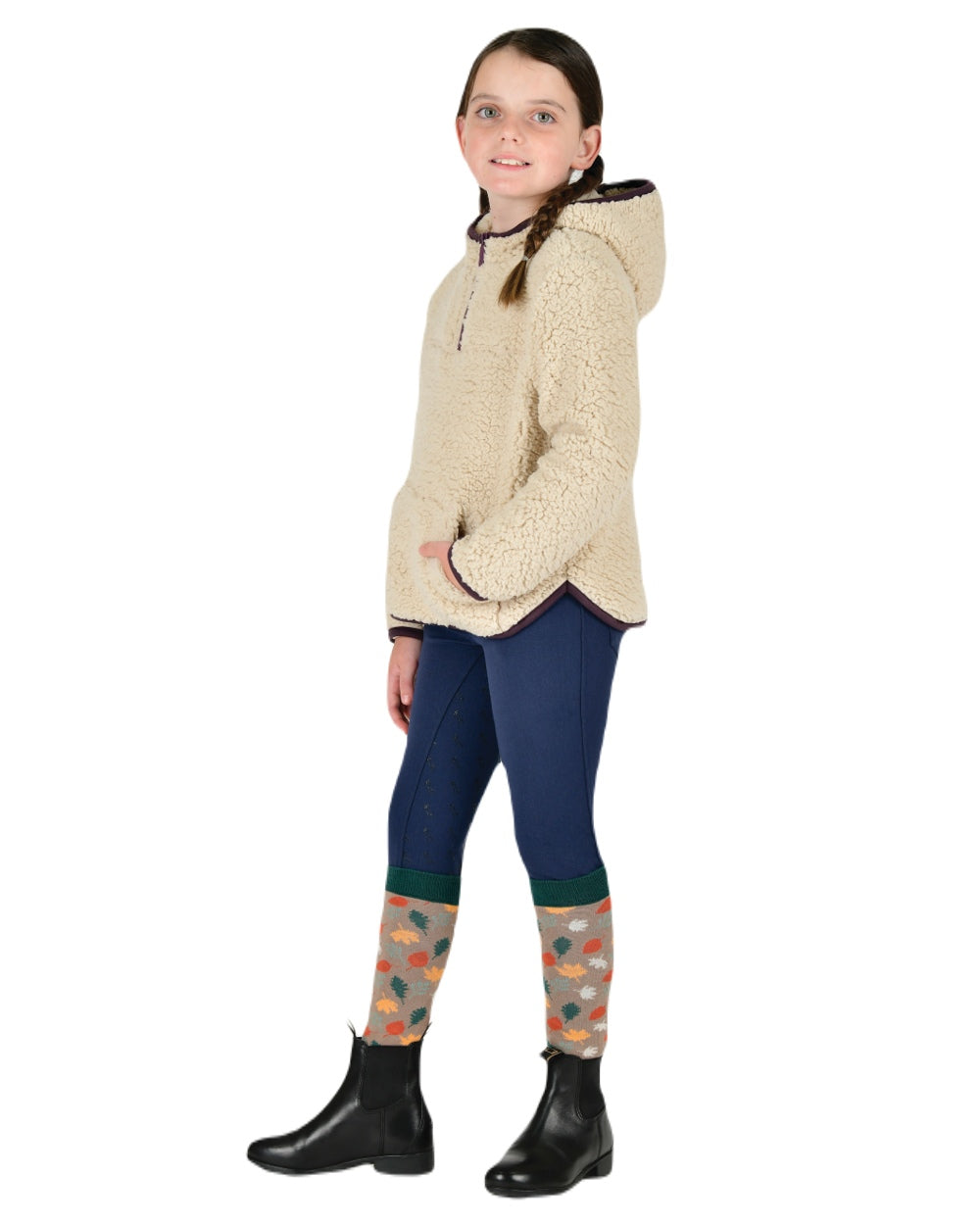 Natural Plum Perfect Trim coloured Dublin Childrens Talia Teddy Pullover on white background