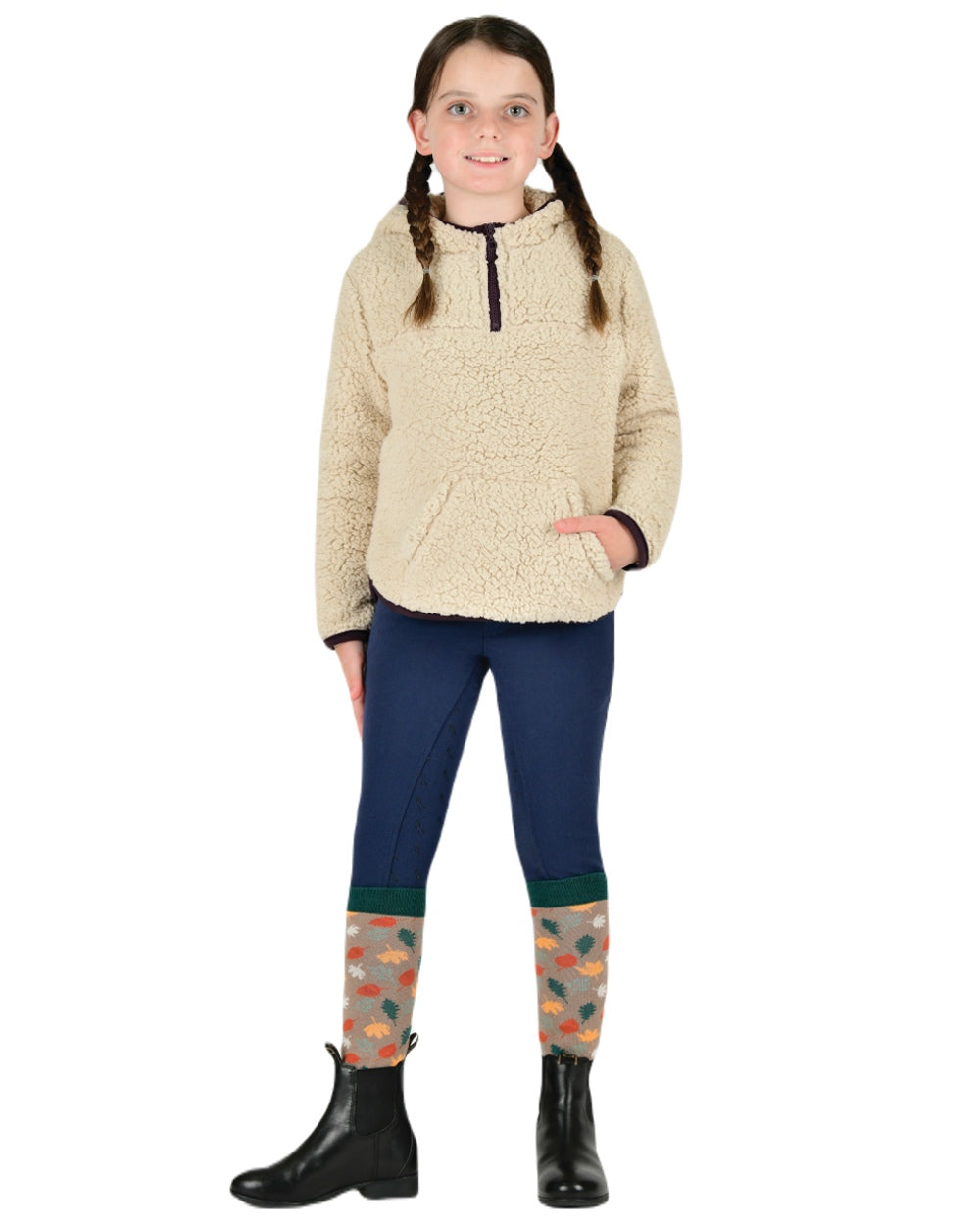 Natural Plum Perfect Trim coloured Dublin Childrens Talia Teddy Pullover on white background