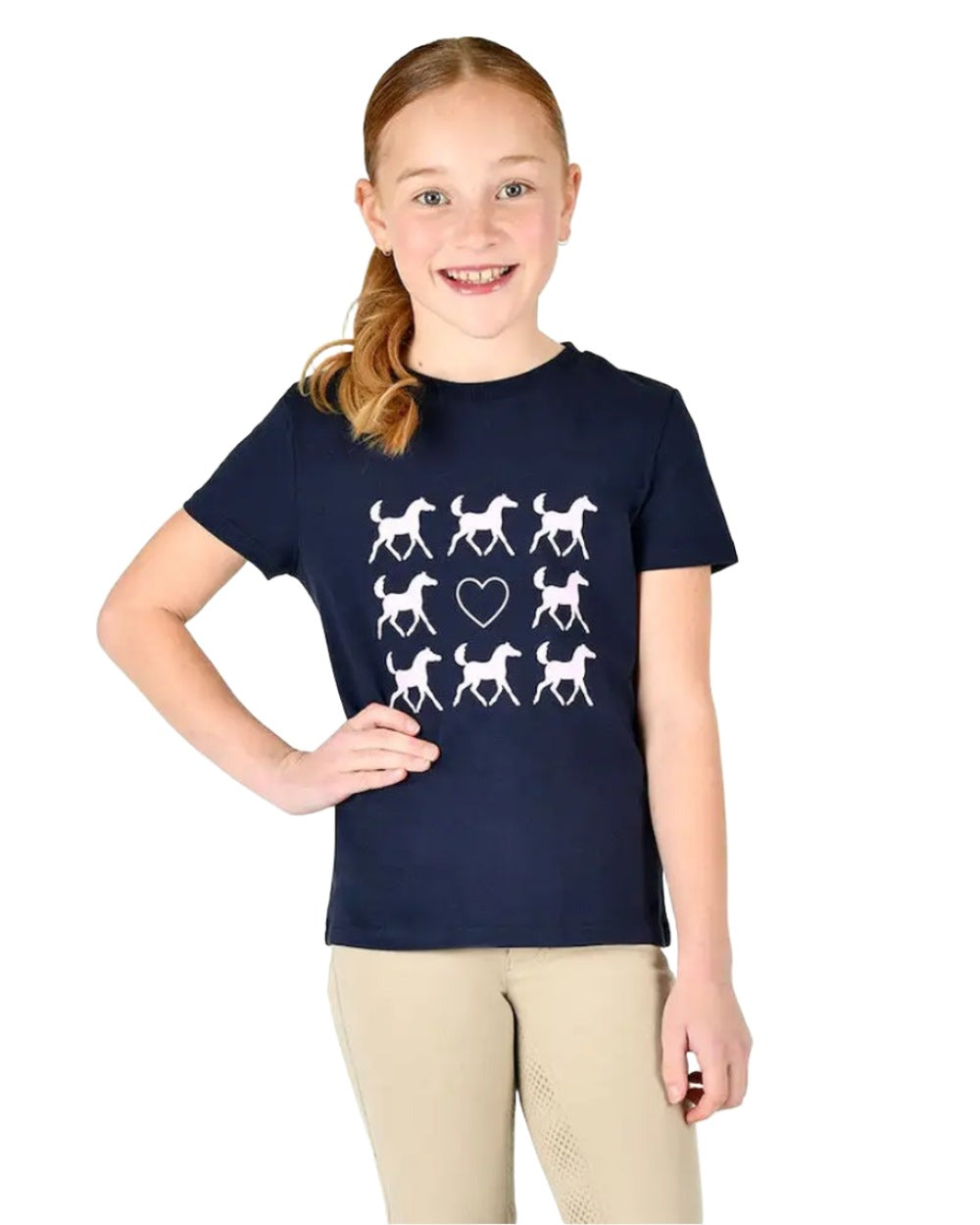 Naval Academy Heart Horses coloured Dublin Childrens Tilly Tee on white background