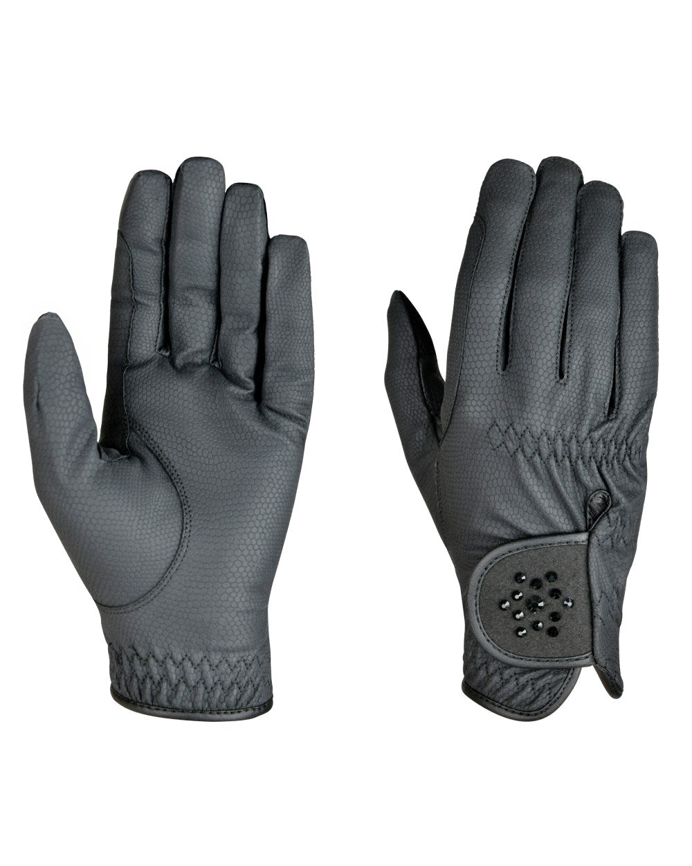 Black Coloured Dublin Everyday Bling Riding Gloves on white background
