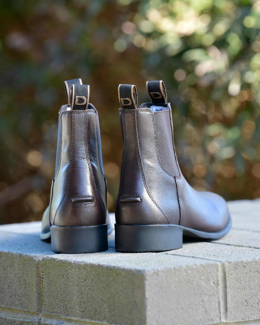 Brown Coloured Dublin Foundation Jodhpur Boots II on blurry background